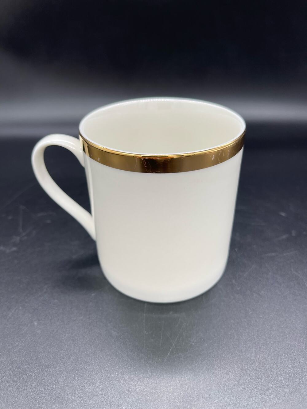 Pier 1 One Gold Band Porcelain Coffee Mug Cup